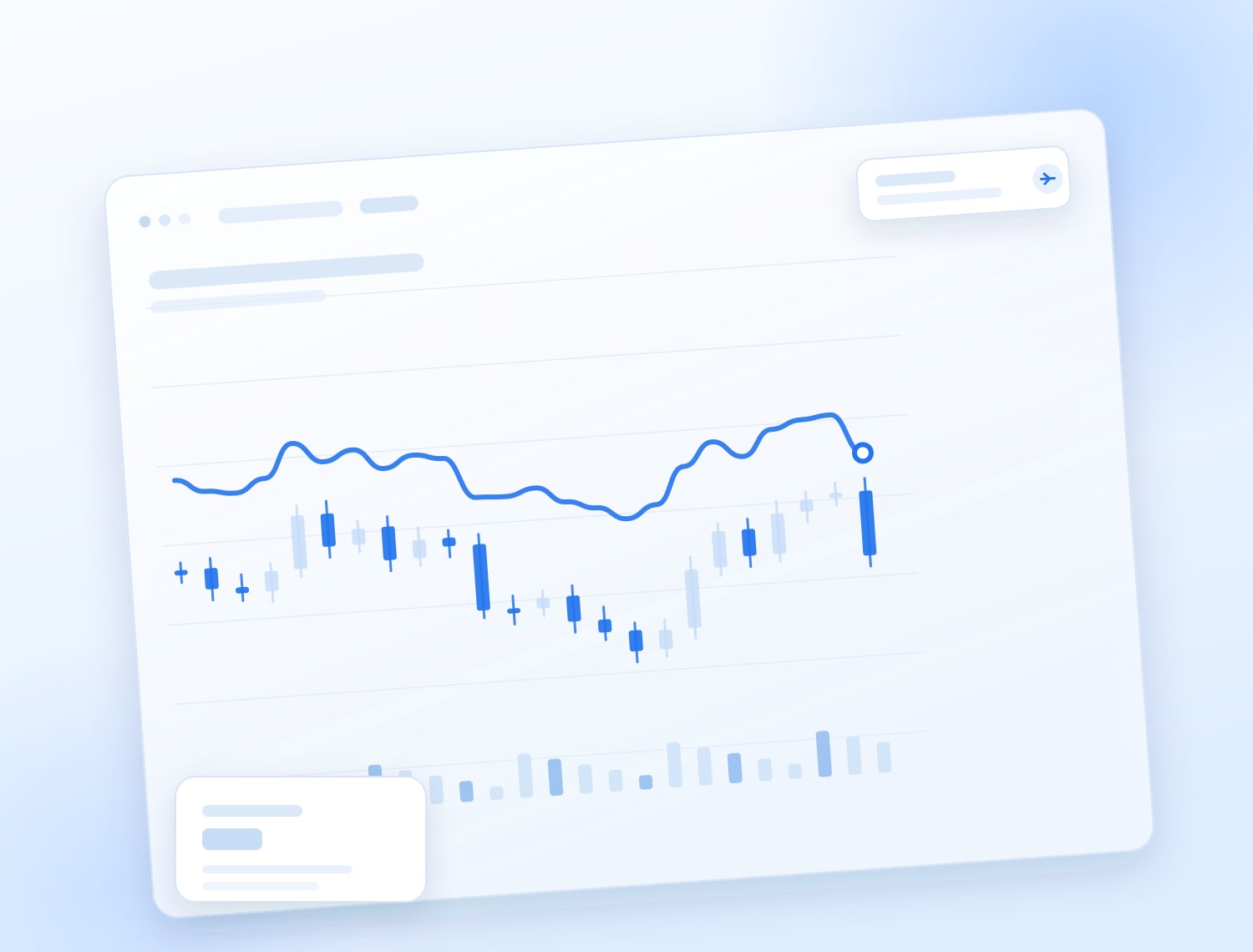 Illustration of a candlestick chart on a glass trading panel.